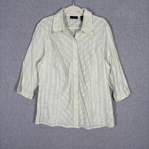 Apostrophe Top 18 Light Green Crochet Sheer Textured Cotton Thin Grandma Cottage